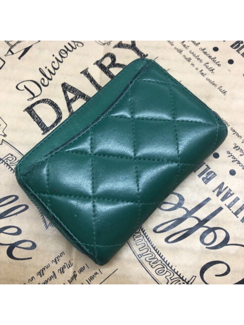 Chanel Coin Case CC Logo Quilted Green Card - Picture 3 of 9